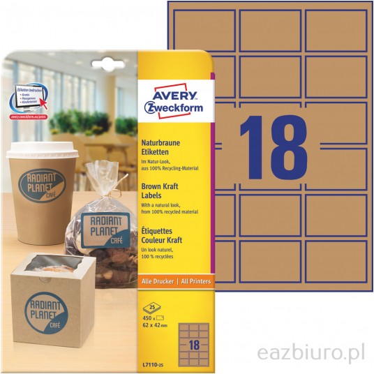 Brązowe etykiety Avery Zweckform 62 × 42 mm