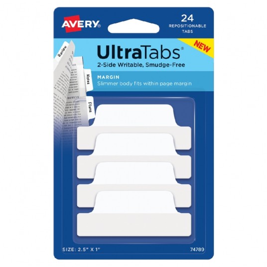 Białe samoprzylepne zakładki indeksujące Avery Ultra Tabs